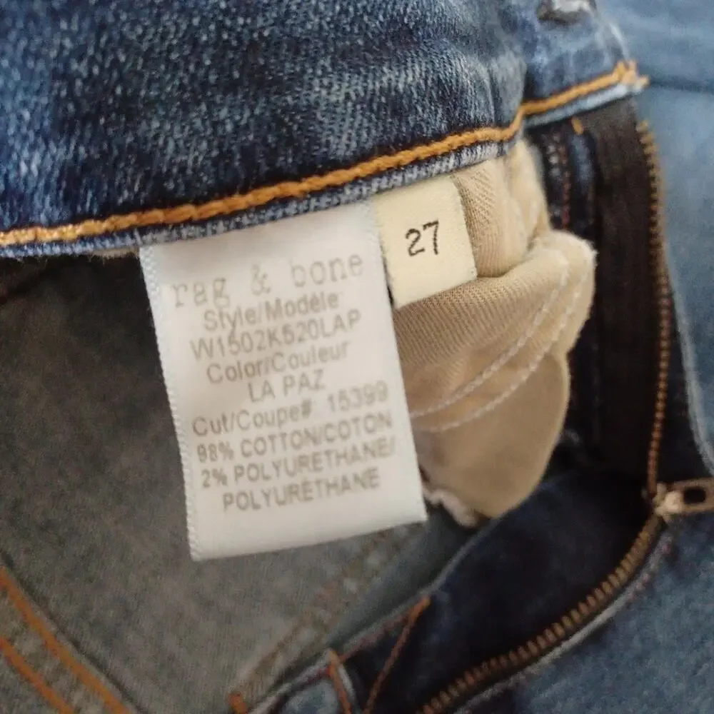 Rag & Bone Cate Mid-Rise Skinny Jeans La Paz Wash 27